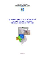 quy hoạch khai thác sử dụng và bảo vệ tài nguyên nước tỉnh cao bằng đến năm 2020