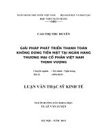 Luận văn thạc sỹ: Giải pháp phát triển thanh toán không dùng tiền mặt tại Ngân hàng Thương mại Cổ phần Việt Nam Thịnh Vượng