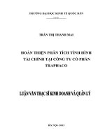 Luận văn thạc sỹ: Hoàn thiện phân tích tình hình tài chính tại Công ty cổ phần TRAPHACO
