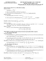 Đáp án một số câu môn Toán