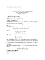 Đề thi thử đại học môn Toán - THPT Nguyễn Đăng Đạo, Bắc Ninh