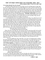 THƯ GỬI HỌC SINH GIỎI VĂN