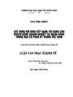 Luận văn thạc sỹ kinh tế: Xây dựng mô hình xếp hạng tín dụng cho khách hàng doanh nghiệp tại Ngân hàng Thương mại cổ phần Kỹ Thương Việt Nam
