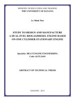 STUDY TO DESIGN AND MANUFACTURE A DUAL-FUEL BIOGAS/DIESEL ENGINE BASED ON ONE CYLINDER STATIONARY ENGINE