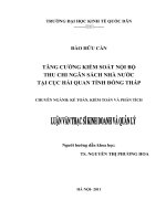 Luận văn thạc sỹ: Tăng cường kiểm soát nội bộ thu chi Ngân sách nhà nước tại Cục Hải quan Tỉnh Đồng Tháp