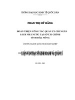 Luận văn thạc sỹ: Hoàn thiện công tác quản lý chi ngân sách nhà nước tại Sở Tài chính tỉnh Đăk Nông