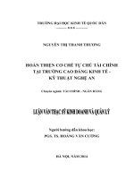 Luận văn thạc sỹ: Hoàn thiện cơ chế tự chủ tài chính tại Trường Cao đẳng Kinh tế  Kỹ thuật Nghệ An