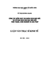Luận văn thạc sỹ kinh tế: Công tác kiểm soát chi ngân sách nhà nước tại Sở Giao dịch Kho bạc Nhà nước. Thực trạng, kinh nghiệm và giải pháp