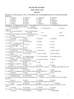 4 đề thi thử Đại học Môn Tiếng Anh và đáp án tham khảo