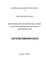 Luận văn thạc sỹ: Hoàn thiện kế toán doanh thu, chi phí và xác định kết quả kinh doanh tại công ty Bảo Minh Hà Nội