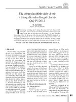 Tác động của chính sách vĩ mô 9 tháng đầu năm lên giá căn hộ (quý IV2012)