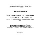 Luận văn thạc sỹ: Đánh giá hoạt động xúc tiến hỗn hợp của Tổng công ty du lịch Hà Nội