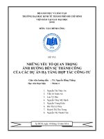 Tiểu luận NHỮNG yếu tố QUAN TRỌNG ẢNH HƯỞNG đến sự THÀNH CÔNG của hợp tác CÔNG tư