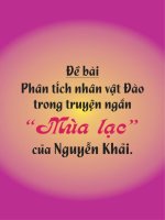 PHÂN TÍCH NHÂN VẬT ĐÀO TRONG TRUYỆN NGẮN 