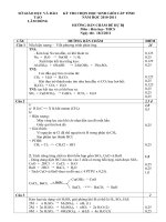 Đáp án đề dự bị HSG Hóa 9 tỉnh name 2010 - 2011