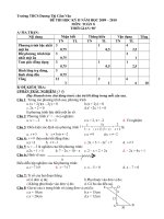 ĐỀ KIỂM TRA HỌC KÌ II MÔN TOÁN KHỐI 8