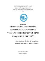 TIỂU LUẬN MÔN QUẢN TRỊ HỆ THỐNG THÔNG TIN IMPROVING DECISION MAKING AND MANAGING KNOWLEDGE VIỆC CẢI THIỆN RA QUYẾT ĐỊNH VÀ QUẢN LÝ TRI THỨC
