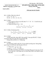 Đề kiểm tra chọn HSG thành phố Phủ Lý - Hà Nam