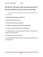 Tầm quan trọng của thương mại quốc tế đối với nền kinh tế các nước. Liên hệ với Việt Nam.