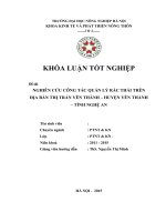 Nghiên cứu công tác quản lý rác thải trên địa bàn thị trấn yên thành – huyện yên thành – tỉnh nghệ an