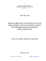 Đánh giá hiệu quả sử dụng đất sản xuất nông nghiệp và đề xuất hướng sử dụng đất phù hợp tại huyện Hàm Yên tỉnh Tuyên Quang (2014)