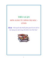 “Giải quyết mâu thuẫn giữa quan hệ sản xuất và lực lượng sản xuất trong nền kinh tế của Việt Nam