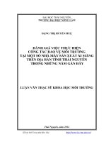 Đánh giá việc thực hiện công tác bảo vệ môi trường tại một số nhà máy sản xuất xi măng trên địa bàn tỉnh Thái Nguyên trong những năm gần đây