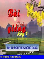 Tiết 54. Đơn thức đồng dạng (Đông Dư)