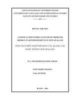 A critical discourse analysis of medicine products advertisements in New Zealand  Phân tích diễn ngôn phê phán các quảng cáo dược phẩm ở New Zealand