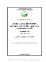 Nghiên cứu đặc điểm bệnh lý, lâm sàng bệnh đầu đen do đơn bào histomonas meleagridis gây ra ở Gà tại tỉnh Thái Nguyên 2014