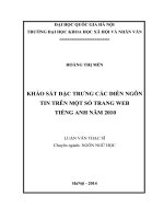 luận văn:  khảo sát đặc trưng các diễn ngôn tin trên một số trang web tiếng anh năm 2010