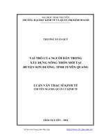 Vai trò của người dân trong xây dựng nông thôn mới tại huyện Sơn Dương, tỉnh Tuyên Quang