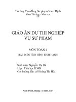 GIÁO ÁN DỰ THI NGHIỆP VỤ SƯ PHẠM  MÔN TOÁN 4 BÀI: DIỆN TÍCH HÌNH BÌNH HÀNH