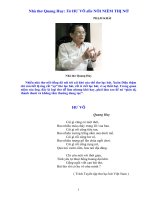 Thơ Quang Huy: Từ Hư vô đến Nỗi niềm Thị Nở