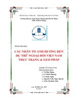 Tiểu luận môn Kinh tế lượng Các nhân tố ảnh hưởng đến dự trữ ngoại hối Việt Nam-thực trạng & giải pháp