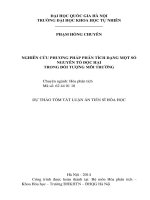 NGHIÊN CỨU PHƯƠNG PHÁP PHÂN TÍCH DẠNG MỘT SỐ NGUYÊN TỐ ĐỘC HẠI TRONG ĐỐI TƯỢNG MÔI TRƯỜNG