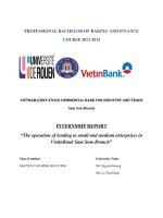 The operation of lending to small and medium enterprises in VietinBank Sam Som Branch