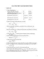 Công thức giải nhanh BTTN Hoá học