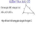 tiết 11:một số hệ thức về cạnh trong tam giác vuông