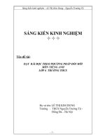 Dạy bài học theo phương pháp đổi mới môn Tiếng Anh lớp 6 trường THCS