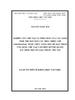 NGHIÊN CỨU CHẾ TẠO VÀ TÍNH CHẤT CỦA CÁC NANO TINH THỂ BÁN DẪN CẤU TRÚC NHIỀU LỚP CdSeZnSeZnS, ĐƯỢC CHỨC NĂNG HÓA BỀ MẶT NHẰM ỨNG DỤNG CHẾ TẠO CẢM BIẾN HUỲNH QUANG XÁC ĐỊNH MỘT SỐ LOẠI THUỐC TRỪ SÂU