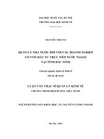 Quản lý Nhà nước đối với doanh nghiệp có vốn đầu tư trực tiếp nước ngoài tại tỉnh Bắc Ninh