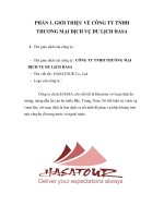 Báo cáo thực tập tại công ty tnhh thương mại dịch vụ du lịch hasa