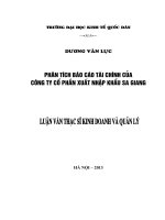 Phân tích báo cáo tài chính của Công ty cổ phần xuất nhập khẩu Sa Giang