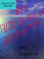 BÀI 38 : VAI TRÒ CỦA THỨC ĂN TRONG CHĂN NUÔI