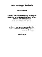 Nâng cao chất lượng kiểm soát nội bộ nghiệp vụ thanh toán tại Chi nhánh Sở giao dịch 1 – NHTMCP Đầu tư và Phát triển Việt Nam