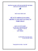 Đề xuất chính sách lương, thưởng và đãi ngộ tại công ty TNHH Vissan