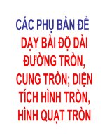 các phụ bản cho bài dạy:ĐỘ DÀI  ĐƯỜNG TRÒN, CUNG TRÒN; DIỆN TÍCH  HÌNH TRÒN, QUẠT TRÒN