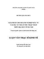 Giải pháp cho doanh nghiệp đầu tư vào dự án nhà ở thu nhập thấp trên địa bàn TP Hà Nội