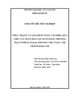 Thực trạng và giải pháp nâng cao hiệu quả cho vay ngắn hạn tại Ngân hàng thương mại cổ phần Ngoại thương Việt Nam- Chi nhánh Đắk Lắk